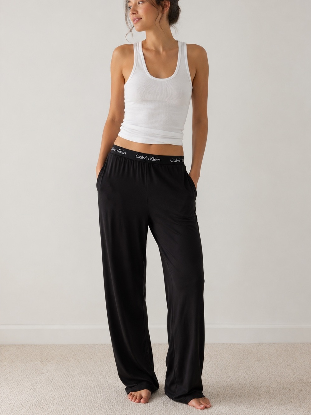 Calvin Klein Black Elastic-Waist Lounge Pants